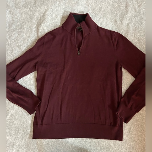 Banana Republic Other - Banana Republic Quarter Zip Burgendy Long Sleeve 85% Cotton Sweater 15% Cashmere